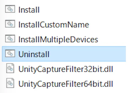 ①UnityVideoCaptureのアンインストールの手順図