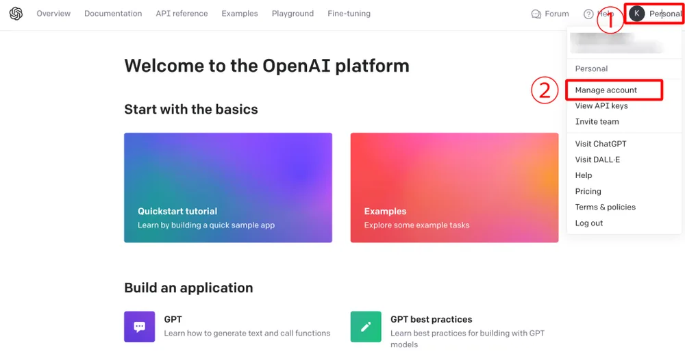 OpenAI 利用登録の画面