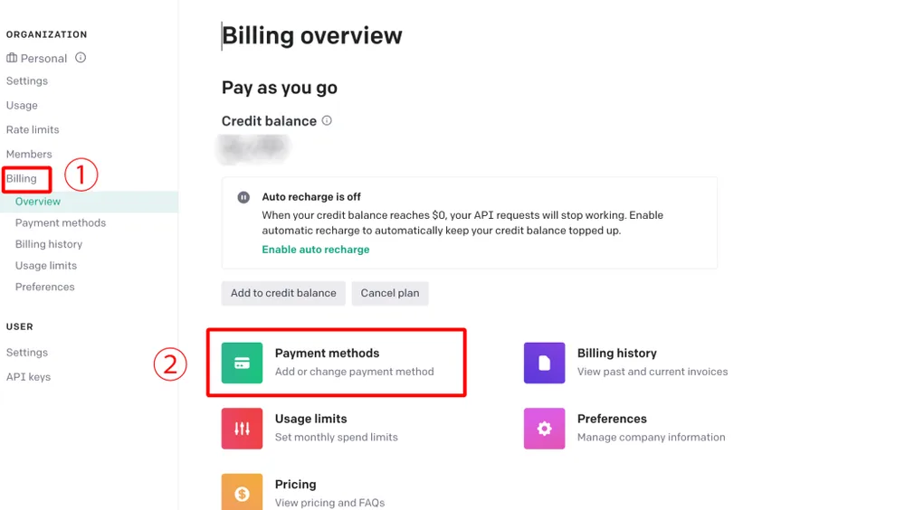 OpenAI 利用登録の画面