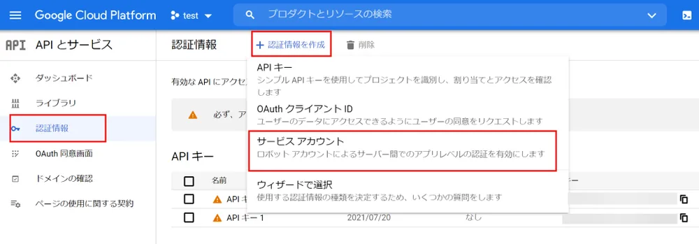 ⑤認証キーの作成の手順図